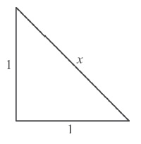 Рис. 1. Гипотенуза прямоугольного треугольника – иррациональное число