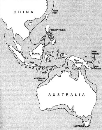 Рис. 11. Карта региона от Юго-Восточной Азии до Австралии и Новой Гвинеи